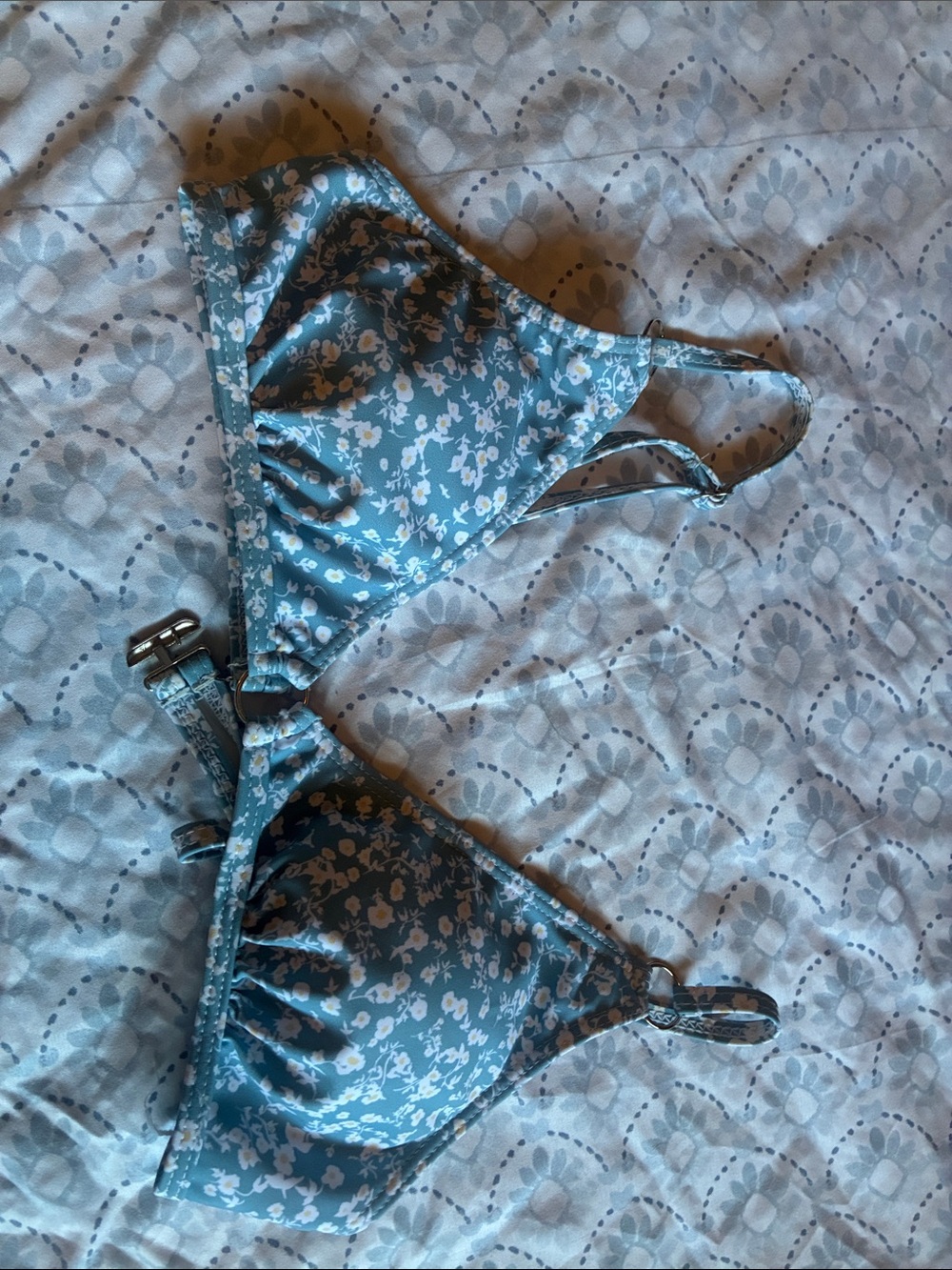 Blue Floral Triangle Bralette - Women Intimates